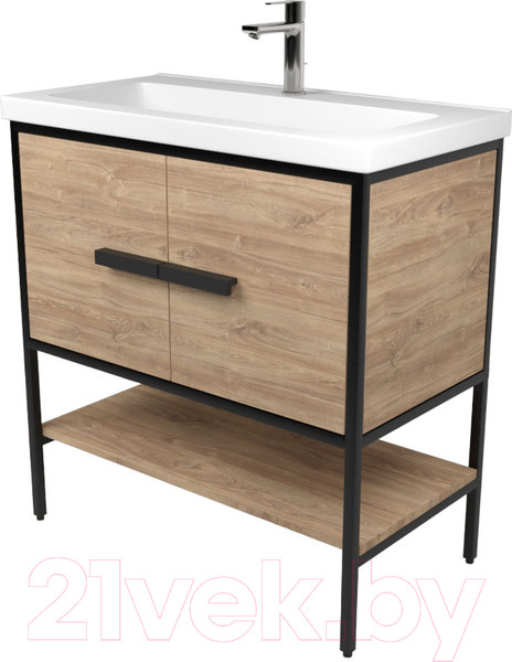 Изображение товара Тумба под умывальник Дабер 010 Тобаго/Эридан 80 / Т10.8Т.2.6 (черный/дуб канзас коричневый)