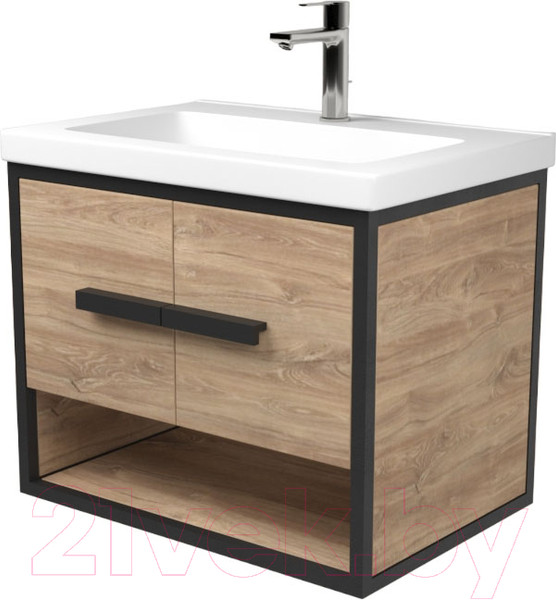 Изображение товара Тумба под умывальник Дабер 009 Тобаго/Эридан/Артвин 60 / Т9.6Т.2.6 (черный/дуб канзас коричневый)