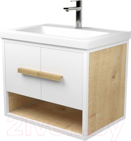 Изображение товара Тумба под умывальник Дабер 009 Тобаго/Эридан/Артвин 60 / Т9.6Т.1.5 (белый/дуб гамильтон натуральный)