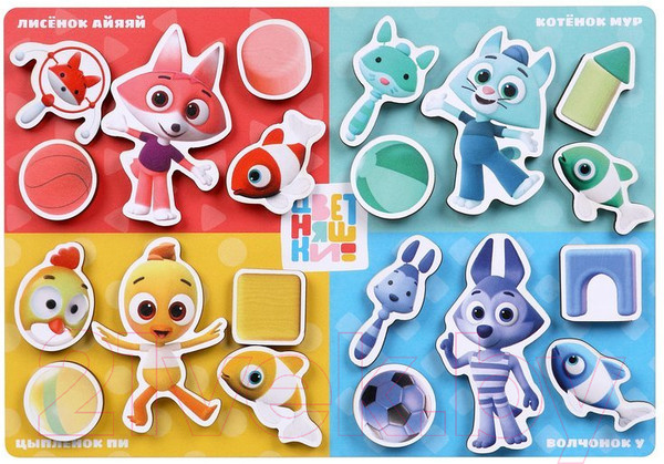 Изображение товара Развивающий игровой набор Mapacha Вкладыши на липучках Цветняшки Сортируем предметы / 962186