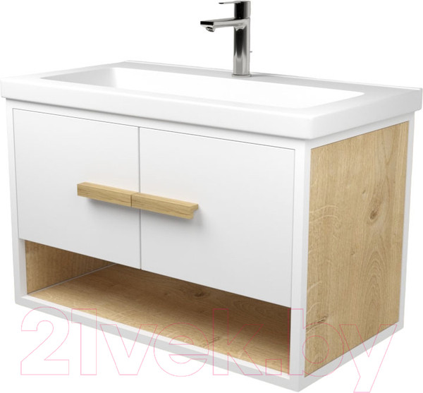 Изображение товара Тумба под умывальник Дабер 009 Тобаго/Эридан 80 / Т9.8Т.1.5 (белый/дуб гамильтон натуральный)