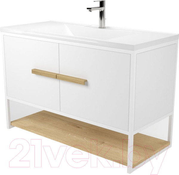 Изображение товара Тумба под умывальник Дабер 008 Andrea Elen 100 / Т8.10А.1.5 (белый/дуб гамильтон натуральный)