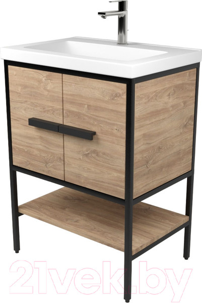 Изображение товара Тумба под умывальник Дабер 010 Тобаго/Эридан/Артвин 60 / Т10.6Т.2.6 (черный/дуб канзас коричневый)