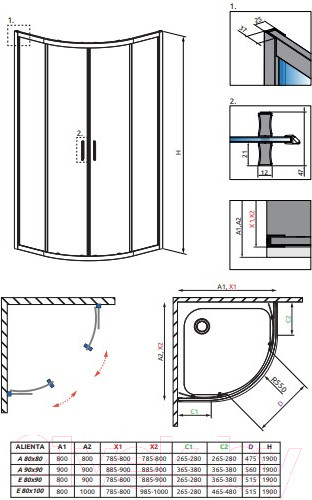 Изображение товара Душевой уголок Radaway Alienta A 80x80 / 10228080-01-01