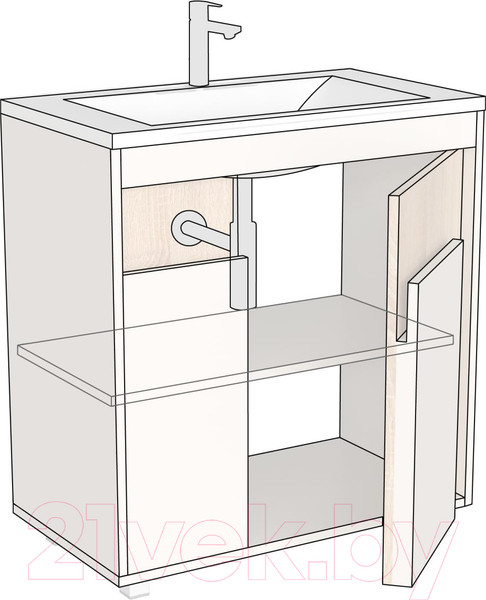 Изображение товара Тумба под умывальник Дабер 015 70 / Т15.7.0.18 (бежевый/дуб бардолино)
