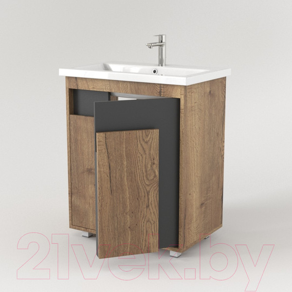 Изображение товара Тумба под умывальник Дабер 015 70 / Т15.7.0.22 (дуб галифакс/серый)