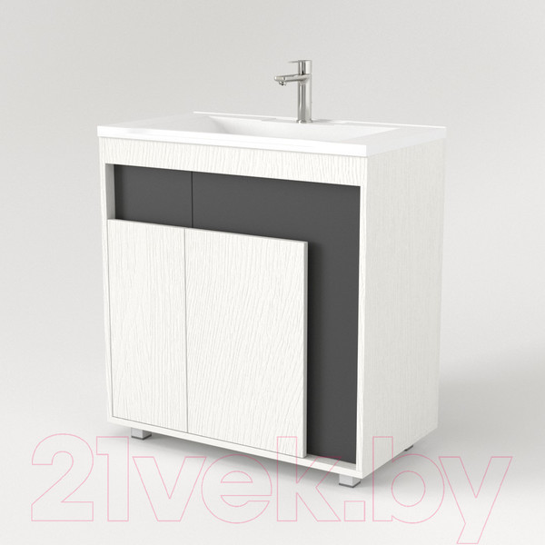 Изображение товара Тумба под умывальник Дабер 015 Тобага/Эридан 80 / Т15.8Т.0.20 (белый древесный/серый)