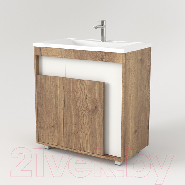 Изображение товара Тумба под умывальник Дабер 015 Тобага/Эридан 80 / Т15.8Т.0.21 (дуб галифакс/белый)