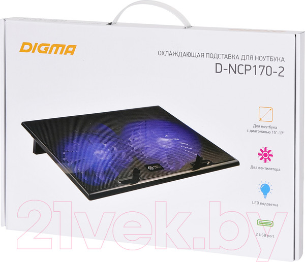 Изображение товара Подставка для ноутбука Digma D-NCP170-2 (черный)