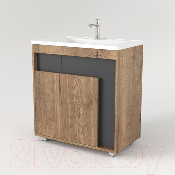 Изображение товара Тумба под умывальник Дабер 015 Тобага/Эридан 80 / Т15.8Т.0.22 (дуб галифакс/серый)