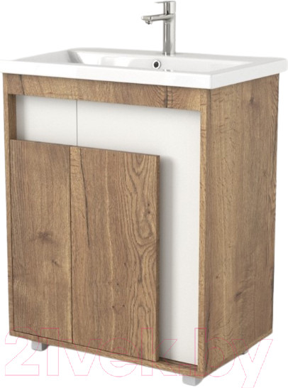 Изображение товара Тумба под умывальник Дабер 015 WeltWasser Deilbach 7517-60 / Т15.6W.0.21 (дуб галифакс/белый)