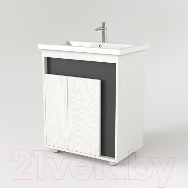 Изображение товара Тумба под умывальник Дабер 015 WeltWasser Deilbach 7517-60 / Т15.6W.0.20 (белый древесный/серый)