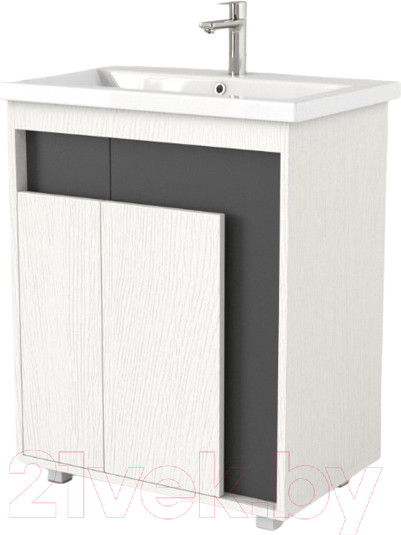 Изображение товара Тумба под умывальник Дабер 015 WeltWasser Deilbach 7517-60 / Т15.6W.0.20 (белый древесный/серый)