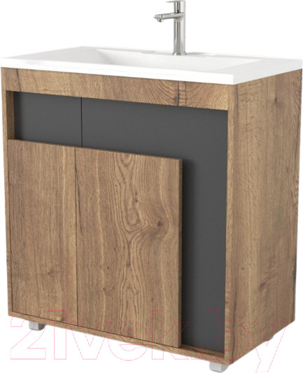 Изображение товара Тумба под умывальник Дабер 015 WeltWasser Deilbach 7517-80 / Т15.8W.0.22 (дуб галифакс/серый)