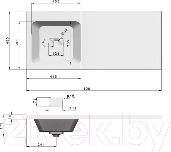 Изображение товара Умывальник Madera Kamilla 110 L (с кронштейном)
