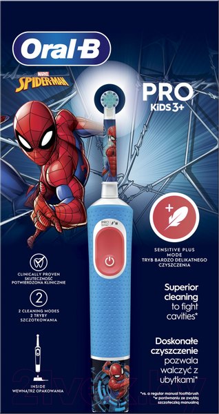 Изображение товара Электрическая зубная щетка Oral-B Vitality Pro Kids Spiderman