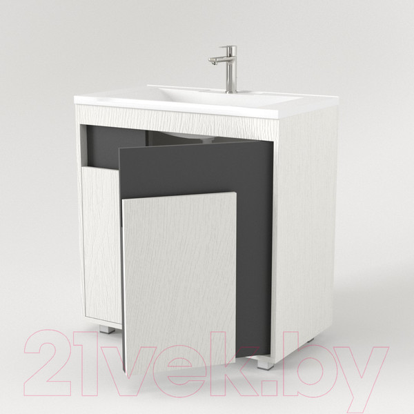 Изображение товара Тумба под умывальник Дабер 015 Andrea Elen 80 / Т15.8A.0.20 (белый древесный/серый)