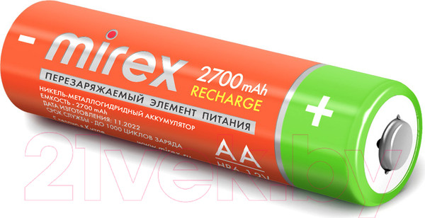 Изображение товара Комплект аккумуляторов Mirex HR6 2700mAh / HR6-27-E2 (2шт)