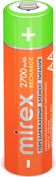 Изображение товара Комплект аккумуляторов Mirex HR6 2700mAh / HR6-27-E2 (2шт)