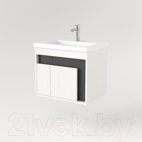 Изображение товара Тумба под умывальник Дабер 016 Тобага/Эридан/Артвин 60 / Т16.6Т.0.20 (белый древесный/серый)