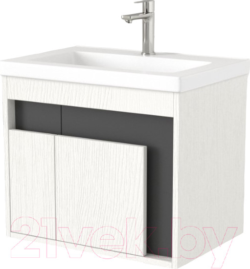 Изображение товара Тумба под умывальник Дабер 016 Тобага/Эридан/Артвин 60 / Т16.6Т.0.20 (белый древесный/серый)