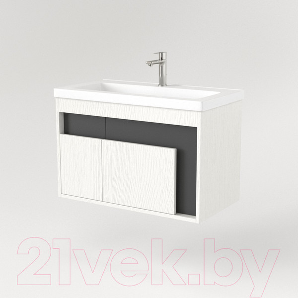 Изображение товара Тумба под умывальник Дабер 016 Тобага/Эридан 80 / Т16.8Т.0.20 (белый древесный/серый)