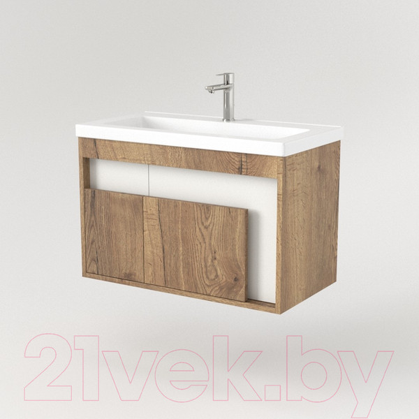 Изображение товара Тумба под умывальник Дабер 016 Тобага/Эридан 80 / Т16.8Т.0.21 (дуб галифакс/белый)