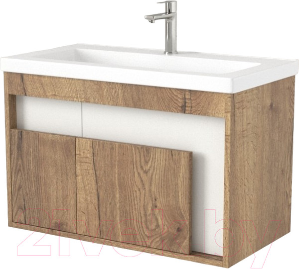 Изображение товара Тумба под умывальник Дабер 016 Тобага/Эридан 80 / Т16.8Т.0.21 (дуб галифакс/белый)