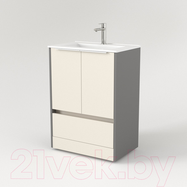 Изображение товара Тумба под умывальник Дабер 017 60 / Т17.6.0.19Б (бежевый/серый/ручка белая)