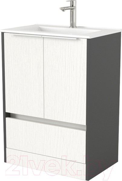 Изображение товара Тумба под умывальник Дабер 017 60 / Т17.6.0.20Б (белый древесный/серый/ручка белая)