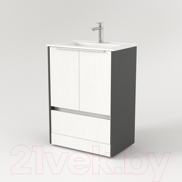 Изображение товара Тумба под умывальник Дабер 017 60 / Т17.6.0.20Б (белый древесный/серый/ручка белая)