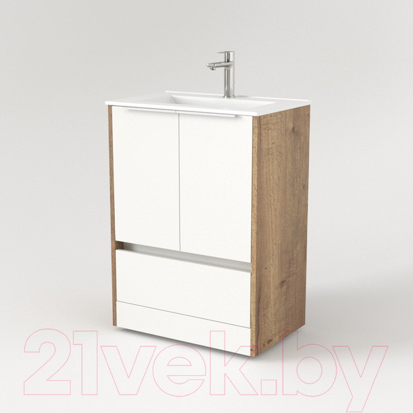 Изображение товара Тумба под умывальник Дабер 017 60 / Т17.6.0.21Б (дуб галифакс/белый/ручка белая)