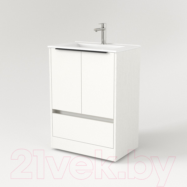 Изображение товара Тумба под умывальник Дабер 017 60 / Т17.6.0.5Ч (белый древесный/ручка черная)