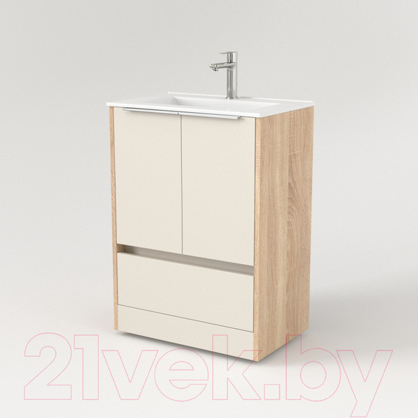 Изображение товара Тумба под умывальник Дабер 017 70 / Т17.7.0.18Б (бежевый/дуб бардолино/ручка белая)