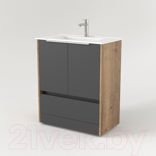 Изображение товара Тумба под умывальник Дабер 017 70 / Т17.7.0.22Б (дуб галифакс/серый/ручка белая)