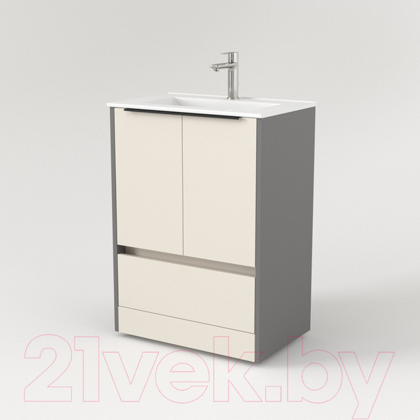 Изображение товара Тумба под умывальник Дабер 017 70 / Т17.7.0.19Ч (бежевый/серый/ручка черная)