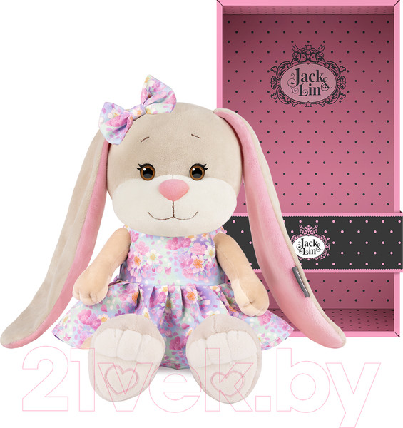 Изображение товара Мягкая игрушка Jack&Lin Зайка Лин в голубом платье с розовыми цветами / JL-04202313-25