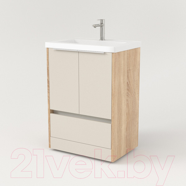 Изображение товара Тумба под умывальник Дабер 017 Тобага/Эридан/Артвин 60 / Т17.6Т.0.18Б (бежевый/дуб бардолино/белый)
