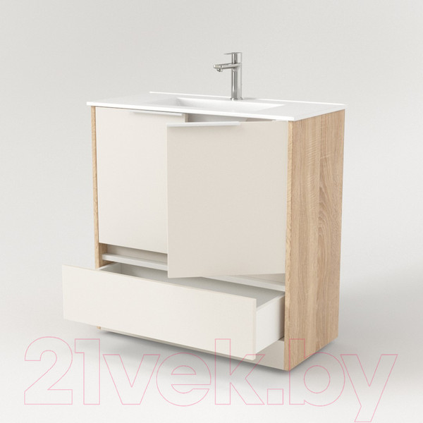 Изображение товара Тумба под умывальник Дабер 017 Тобага/Эридан/Артвин 60 / Т17.6Т.0.18Б (бежевый/дуб бардолино/белый)