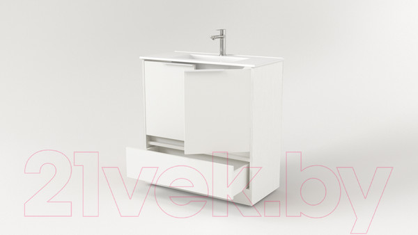 Изображение товара Тумба под умывальник Дабер 017 Тобага/Эридан 80 / Т17.8Т.0.5Б (белый древесный/ручка белая)