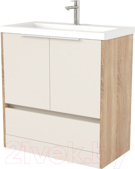 Изображение товара Тумба под умывальник Дабер 017 Тобага/Эридан 80 / Т17.8Т.0.18Б (бежевый/дуб бардолино/ручка белая)