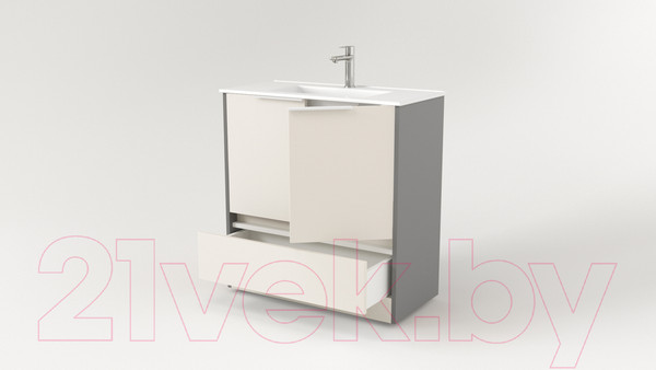 Изображение товара Тумба под умывальник Дабер 017 Тобага/Эридан 80 / Т17.8Т.0.19Б (бежевый/серый/ручка белая)