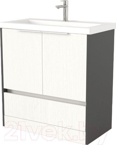 Изображение товара Тумба под умывальник Дабер 017 Тобага/Эридан 80 / Т17.8Т.0.20Б (белый древесный/серый/ручка белая)