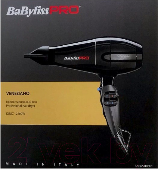 Изображение товара Профессиональный фен BaByliss Pro Veneziano BAB6610INRE (черный)