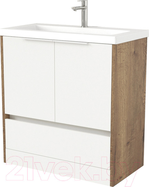 Изображение товара Тумба под умывальник Дабер 017 Тобага/Эридан 80 / Т17.8Т.0.21Б ( дуб галифакс/белый/ручка белая)