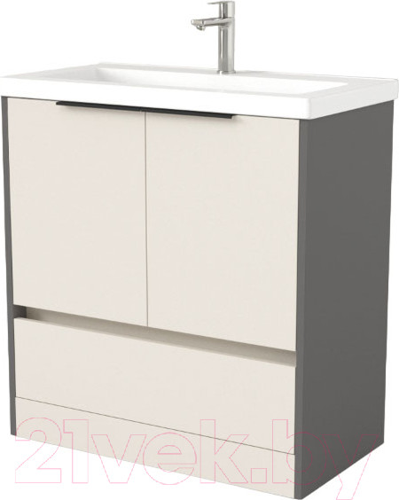 Изображение товара Тумба под умывальник Дабер 017 Тобага/Эридан 80 / Т17.8Т.0.19Ч (бежевый/серый/ручка черная)