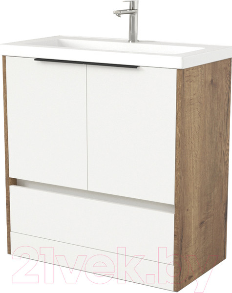 Изображение товара Тумба под умывальник Дабер 017 Тобага/Эридан 80 / Т17.8Т.0.21Ч (дуб галифакс/белый/ручка черная)