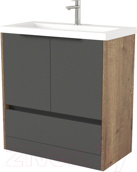 Изображение товара Тумба под умывальник Дабер 017 Тобага/Эридан 80 / Т17.8Т.0.22Ч (дуб галифакс/серый/ручка черная)