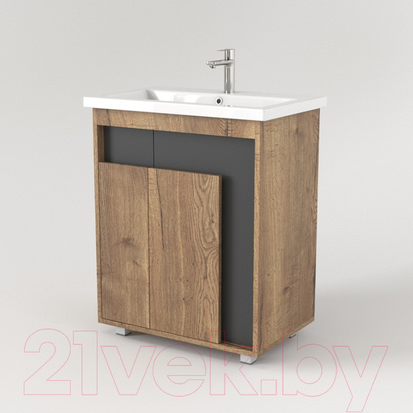 Изображение товара Тумба под умывальник Дабер 015 Cersanit Como 70 / Т15.7C.0.22 (дуб галифакс/серый)