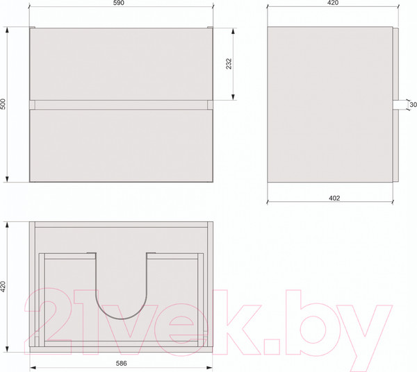 Изображение товара Тумба под умывальник Дабер 011 60 / Т11.6.0.5_light (с подсветкой, белый древесный)